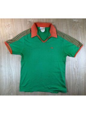 Vintage 70s Sears Kings Road Polo athletic striped contrasting binding collar